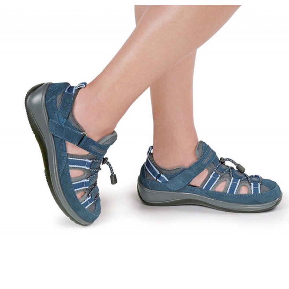 Orthofeet BlueNaples 2-way Strap Orthopedic Leather Comfort Sandals 9.5 X-Wide
